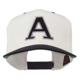 e4Hats.com Large A Embroidered Snapback Cap - Natural Black OSFM