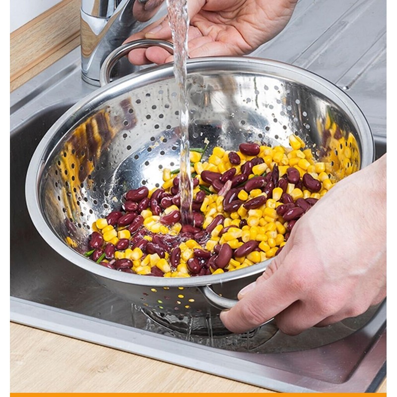 Stainless Steel Colander 24cm with Handle Sturdy Base Dishwasher Safe