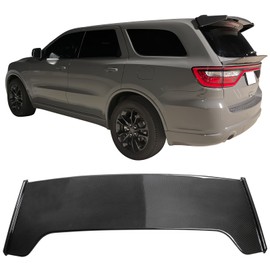 IKON MOTORSPORTS, Rear Window Roof Spoiler Compatible with 2021-2025 Dodge Durango All Models Except SRT, IKON Style Carbon Fiber Print ABS Add On Top Roofline Windshield Visor Spoiler Wing