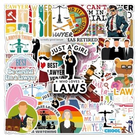 50 Pcs Lawyer Stickers for Water Bottle Waterproof Sticker for Laptop Skateboard Phone Car Decals for Teens Adults for Party Favors Supplies Decor (Attorney Stickers)