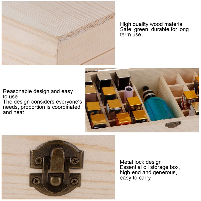 Wooden Essential Oil Storage Box 25 Compartment Storage Box Essential