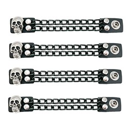 Funk Plus Motorcycle Vest Extenders Double Black Chain Regular Snap MC Jacket Made in USA (6", Skull Head)