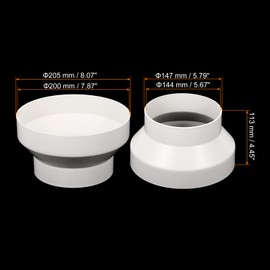 PATIKIL 8" to 6" Duct Reducer, ABS Ducting Airflow Tube Increaser Adapter Pipe Fitting for HVAC Heating Cooling Air Ventilation Systems