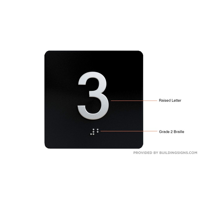 3RD Floor Elevator Jamb Plate sign With Braille and raised