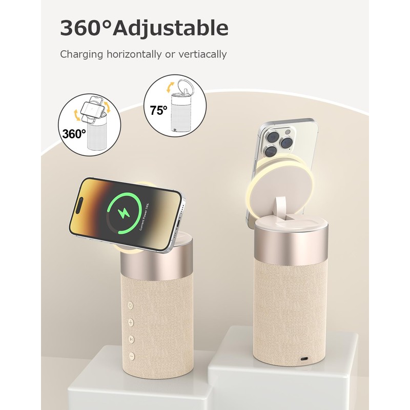COLSUR Bluetooth Speaker, Magnetic Wireless Charger, Bluetooth Speakers with Night