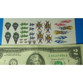 Donna's HO 1:87 Slot Car OR 1/64 Diecast Cars WHITE WATER SLIDE DECALS The JOKER FLAMES