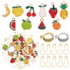 CRAFTYMELODY 20Pcs Stitch Markers, Fruit Alloy Enamel Crochet Stitch Marker Charms 2Pcs Adjustable Knitting Crochet Loop Ring for Fingers Cute Safety Bulb Pins Kit for Crochet Knit Sewing Accessories
