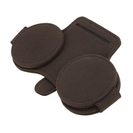 X AUTOHAUX Car Sunglasses Clip with Magnetic Universal Sun Visor Sunglasses Holder for Car Suede Brown 16x10cm 1 Pc