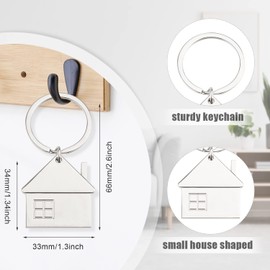 BOSMIOW 12 pcs Silver House Shaped Keychain Metal Pendant Keychain Bag Hanging Charm Gift Key Chain Keyring Housewarming Gift for Women Men, Silver, free
