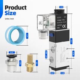 Solenoid Valve, Hoodutric 1/4" NPT Solenoid Valve DC12V Single Coil Pilot-Operated Electric 2 Position 5 Way Connection Type Junction Box - 4V210-08