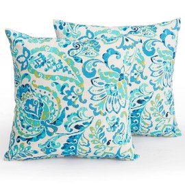 BUPPLEE Outdoor Throw Pillows Waterproof Covers 2 Pack 18×18 Inch, Decorative Toss Pillows Covers, Rain-Proof, Fade Resistant for Patio Furniture, Sofa, Couch, Garden