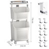 Rolling Laundry Hamper Cart with Wheels, Clothes - holding Baskets