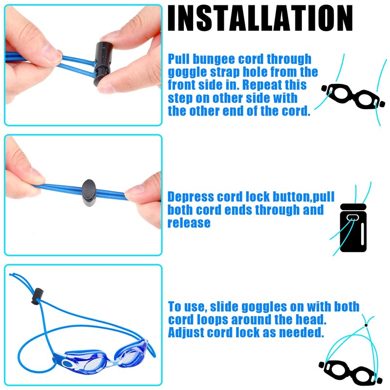 Frienda 10 Sets Goggle Bungee Straps for Swim,Adjustable Replacement Bungee