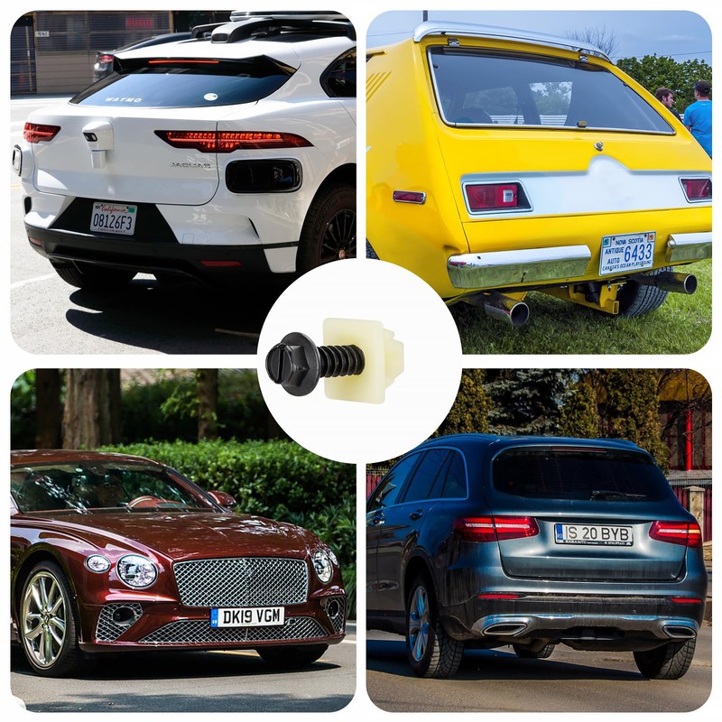 HZJD License Plate Screws, Nylon Retaining Nuts, Black(4PCS)