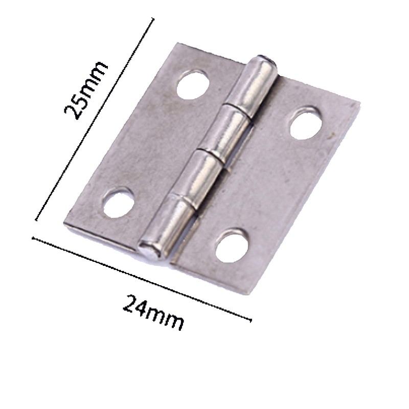 20 Pcs 25mm x 24mm Stainless Steel Hinges 4 Holes