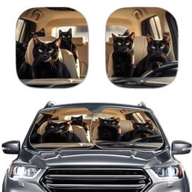 Bulopur Car Sun Shade Windshield Folding Funny Cat Car Front Window Shades Animal Family Auto Window Cover Automotive Sun Protection Visors Heat Reflector-Keep Your Vehicle Cool