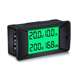 DC Multifunction Battery Monitor Meter,0-300V,0-300A Built-in Shunt, Widely Applied to 12V/24V/48V RV/Car Battery, LCD Display, Digital Current Voltage Solar Power Meter, Multimeter Ammeter Voltmeter