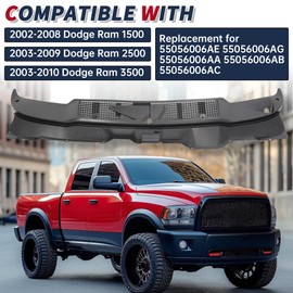 KUAFU Windshield Wiper Cowl Vent Grille Panel Compatible with 2002-2010 Dodge Ram 1500 2500 3500 Replacement for 55056006AE Black 2Pcs