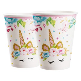 MORAINJAY 16Pcs Unicorn Party Cups,Pink Unicorn Paper Cup,9oz/250ml Colorful Purple Themed Cups for Kids,Table Decorations for Girls Birthday,Unicorn Party Supplies for 16 Guests