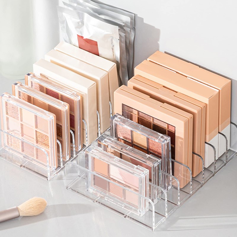 2 Pack Acrylic Makeup Palette Organizer,7 Spaces Plastic Makeup Holder