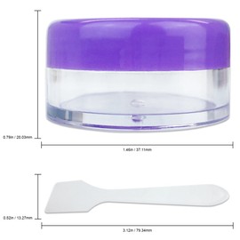 Beauticom® 4 Pieces of PURPLE Clear Plastic Empty Jar 10ml/10g Refillable Cosmetic Cream Eye Shadow Nails Powder Gems Cosmetic Samples Jars (Also Includes 2 Pieces Spatulas)