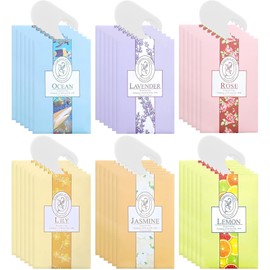 Wardrobe Fresheners and Carfume, 36-Pack Scented Bags for Wardrobe with Drawers, Long-Lasting Fragrance Options Including Jasmine, Ocean, Lily, Rose, Lavender and Lemon