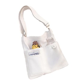 Lerica Canvas 2-Way Tote Bag, Canvas, Shoulder Bag, Large Capacity, A4, Crossbody Work, School, Lightweight Bag, Women's, white