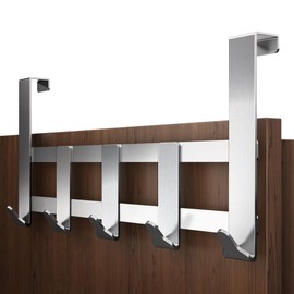 Menz Premium Door Coat Rack, 5 Hooks - Stainless Steel Door Hook Rail for Hanging, Extremely Durable Coat Hooks Door - High-Quality Door Coat Rack for Hanging, Door Hooks for Hanging