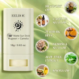 Sun Protection Stick, Face Sun Cream SPF 50+, Korean Sunscreen Stick Mugwort, Matte Sun Stick, Waterproof, Non-Greasy, Natural Tattoo Care Cream, Daily and Subsequent