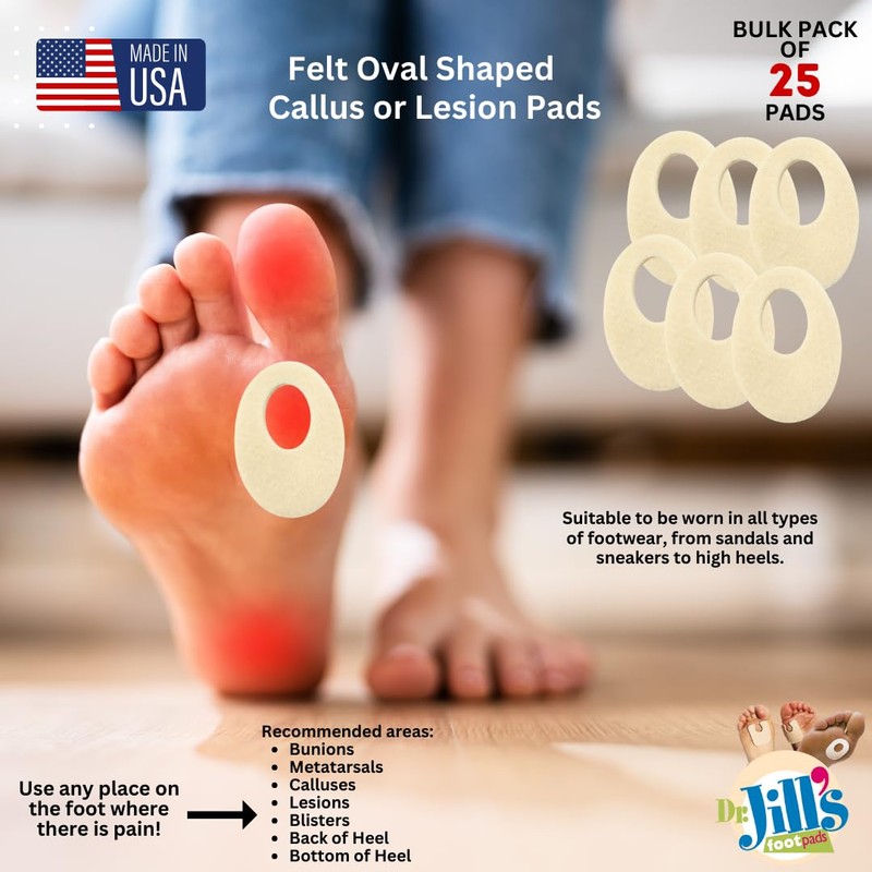 Dr. Jill's Foot Pads, Latex Free, YJ9-7066, Oval Callus Pad
