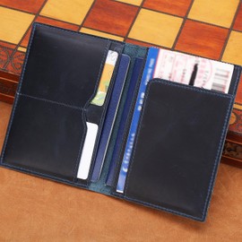 STAR VISTA Albatross Leather Travel Passport Holder, Minimalist Design, Full Grain Leather Case for Women and Men - Slim Passport Wallet, Bifold, RFID Blocking, Navy Blue