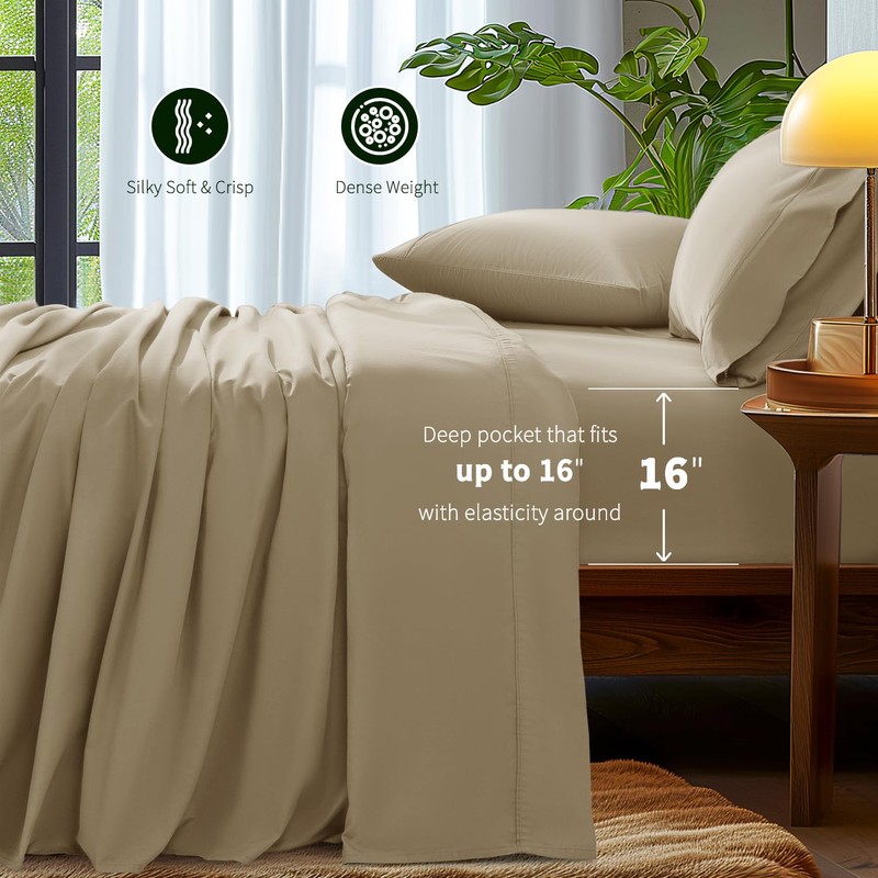 AiAngu 100% Egyptian Cotton Sheet Set 4 Piece, Luxury 1000