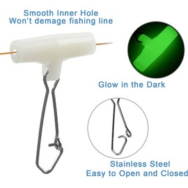 Sinker Slides for Fishing,Weight Slides with Hooked Snaps Fishing Line Connector High Strength Fishing Braided Line Sinker Slider Fishing Rig Tackle Glow-20pcs