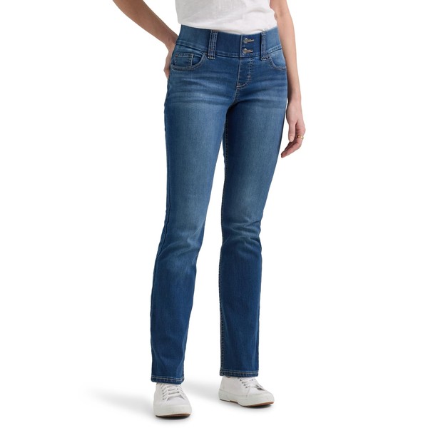 Riders by Lee Indigo Women's Pull-On Waist Smoother Straight-Leg Jean,Mid