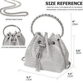 Rhinestone Purse for Women Bling Glitter Handbags Shoulder Bags Evening Luxury Bags for Party Prom (Sliver)
