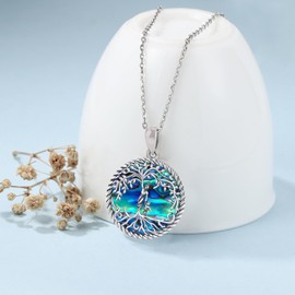 Friggem Tree of Life Necklace for Women 925 Sterling Silver Family Mother Child Tree of Life Pendant Necklace Birthday Mother's Day Jewellery Gifts for Mum Daughter Grandma Sister, Sterling Silver, No