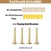 AddGrace 4 Pack Shelf Brackets Wall Mounted Gold Shelf Brackets