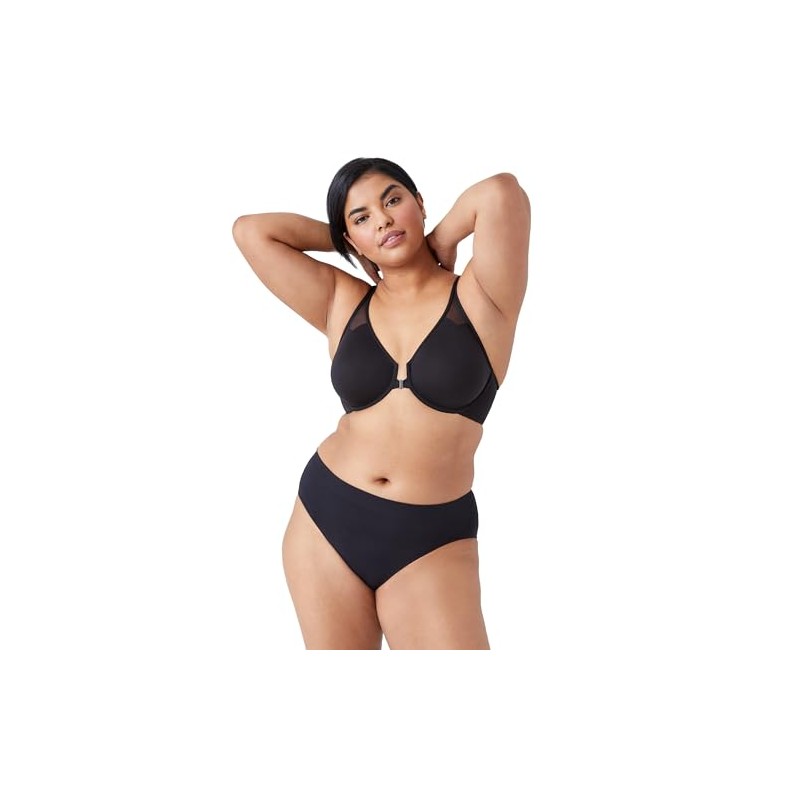 Wacoal Women's Body Unlined Front Close Underwire Racerback Bra, Black,
