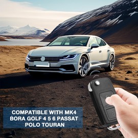 2 Button Key Shell Compatible with VW MK4 Bora Golf 4 5 6 Passat Polo Touran, Remote Flip Folding Car Key Shell for VW Flip Key, Key Cover Replacement Key