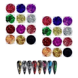 Xiaoya 2 Pack Hoja De Oro Colores Decoración Uñas Acrílicas