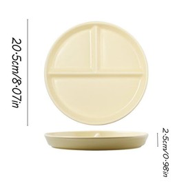 Hoshisea Divided Ceramic Dinner Plate, Split Diet Plate, Snack Plate, Ceramic Plate with Divider, for Adults, Children, Picnic, Dinner (Cream Yellow)