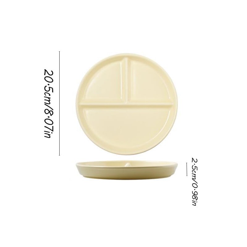 Hoshisea Divided Ceramic Dinner Plate, Split Diet Plate, Snack Plate,