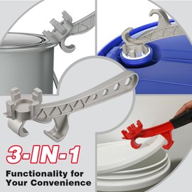 Mellbree 3-in-1 Aluminum Bung Wrench, 9.6in Upgraded 5 Gallon Bucket Opener Tool, Bung Caps Wrench for 5-55 Gallon Drums, Non-Sprking Heavy Duty Tool for Home, Industrial Use (Silver)