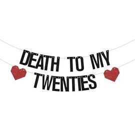 Death to My Twenties Banner,30th Birthday Banner,Death to My Youth 30th Birthday Decorations,Happy 30th Birthday Party Supplies Black