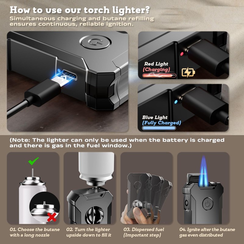 5-in-1 Torch Lighter with Tool, Holder, Punch, Draw Enhancer Tool,