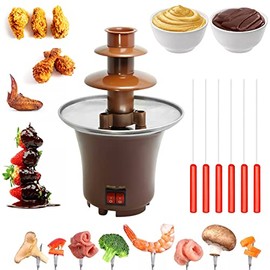 Chocolate Fountain,3 Tiers Electric Chocolate Melting Pot with 6pcs Iron Sticks,Mini Stainless Steel Fondue,Chocolate Fountain Melting Chocolate,Perfect for Nacho Cheese,BBQ Sauce,Ranch,Liqueurs