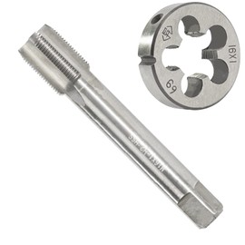 Aceteel M16 x 1.0 Metric Tap and Die Set, M16 X 1.0mm HSS Machine Thread Tap and M16 X 1mm Alloy Tool Steel Round Thread Die Right Hand