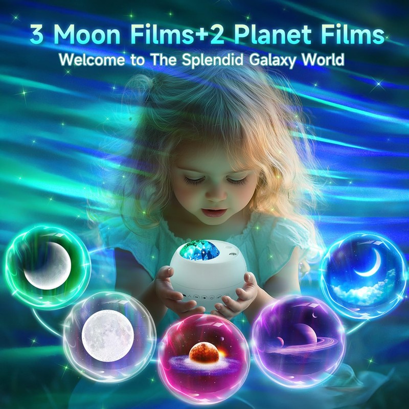 Northern Lights Projector,180 Lighting Modes Galaxy Projector for Bedroom,15 White
