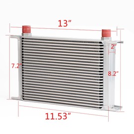 PIT66 25 Row AN10-10AN Universal Aluminum Engine Transmission Oil Cooler Kit+ Oil Filter Relocation Kit Silver C Set 1