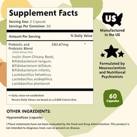 PYM Health Pym Mood Biotics Para Apoyar La Salud Intestinal, 60 Unidades - Cápsulas Prebióticas Y Probióticas Con 22.91 Mil Millones De Cfu|Sin Omg, Vegano Y Sin Gluten|Suplemento De Equilibrio De Est